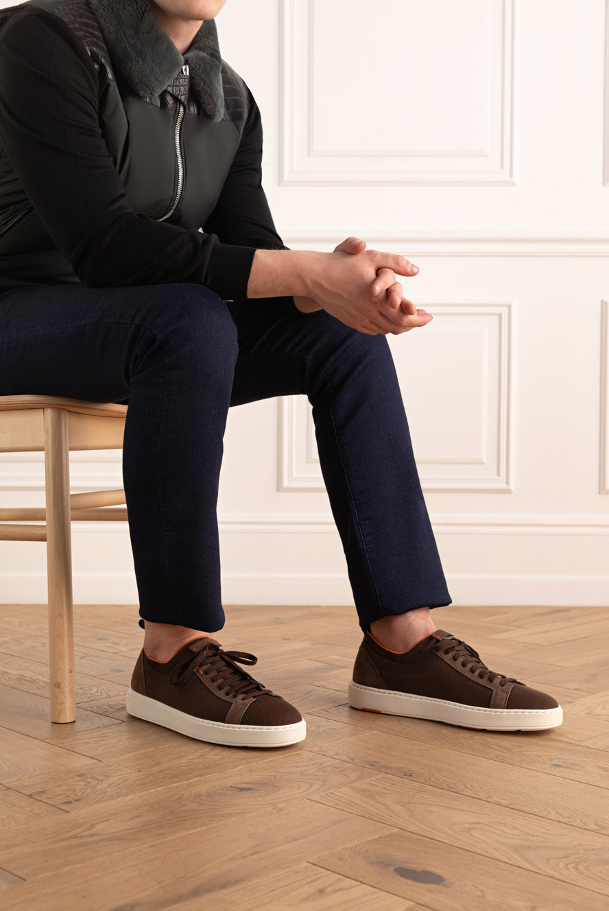 ★Santoni★Men's Freemont Sneakers★Brown Santoni - Bounce Brown Leather Runner Sneaker | Mitchell Stores