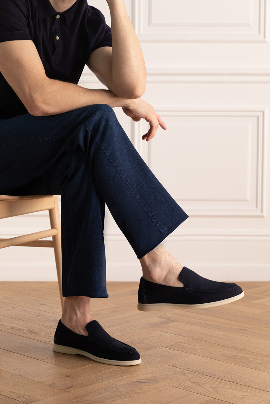 Loro Piana лоферы из текстиля мужские синие 176404 — Мужские