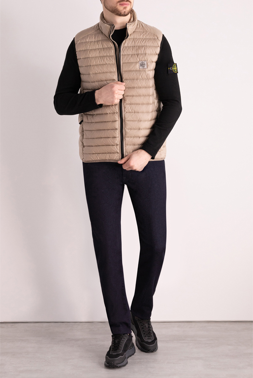 Stone Island polyester vest for men beige 177916 — Men parks | Domino ...