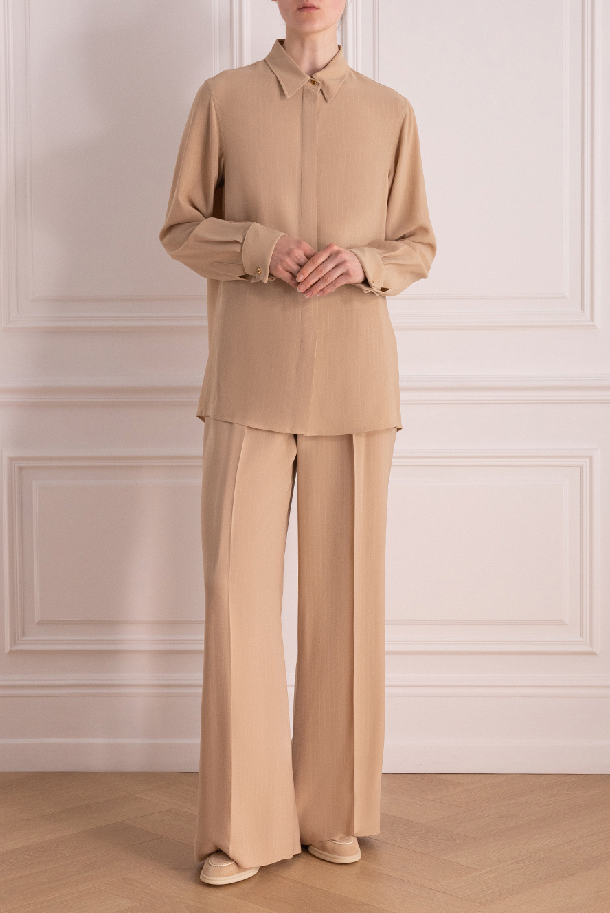 Loro Piana beige silk and viscose suit with trousers for women