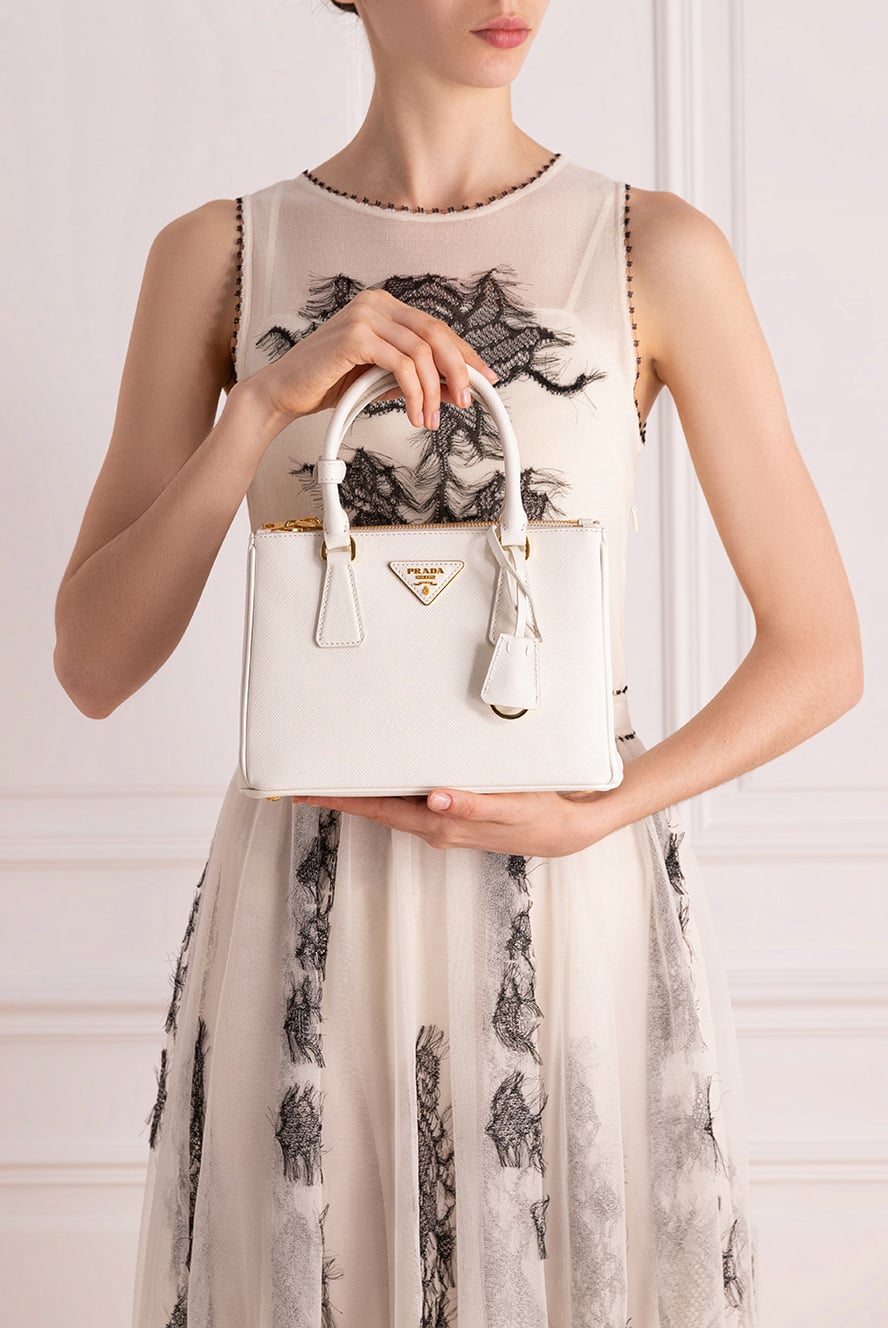 Prada white genuine leather women's bag 178684 — Women bags
