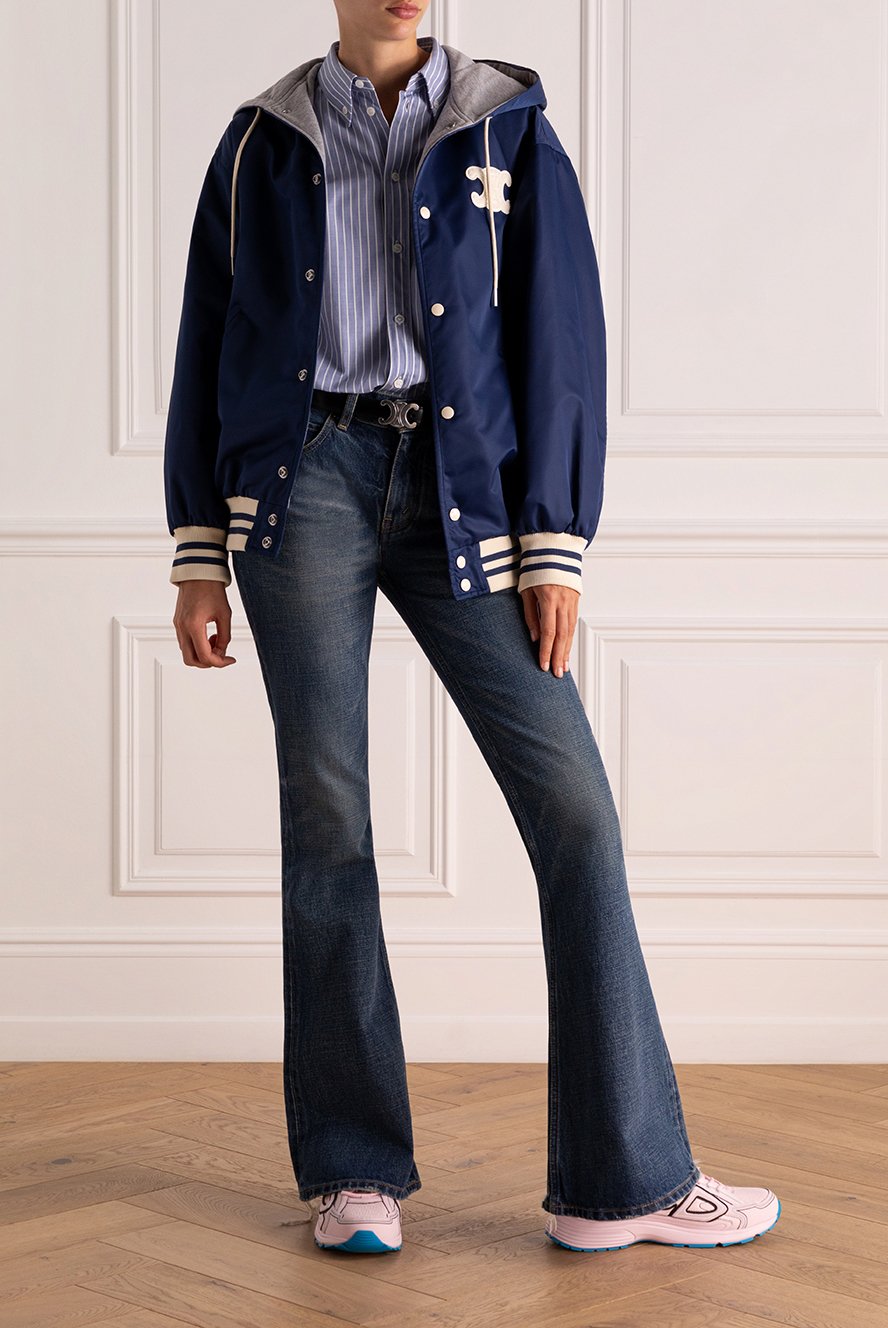 Celine women's blue polyamide jacket 179185 — Women winter