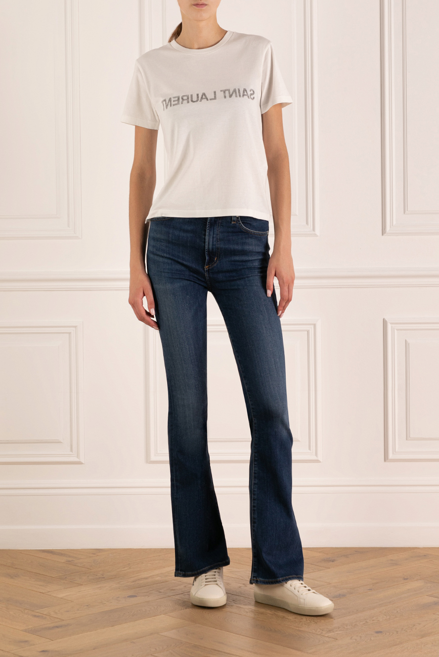Saint Laurent women's basic white t-shirt with a large logo 179888
