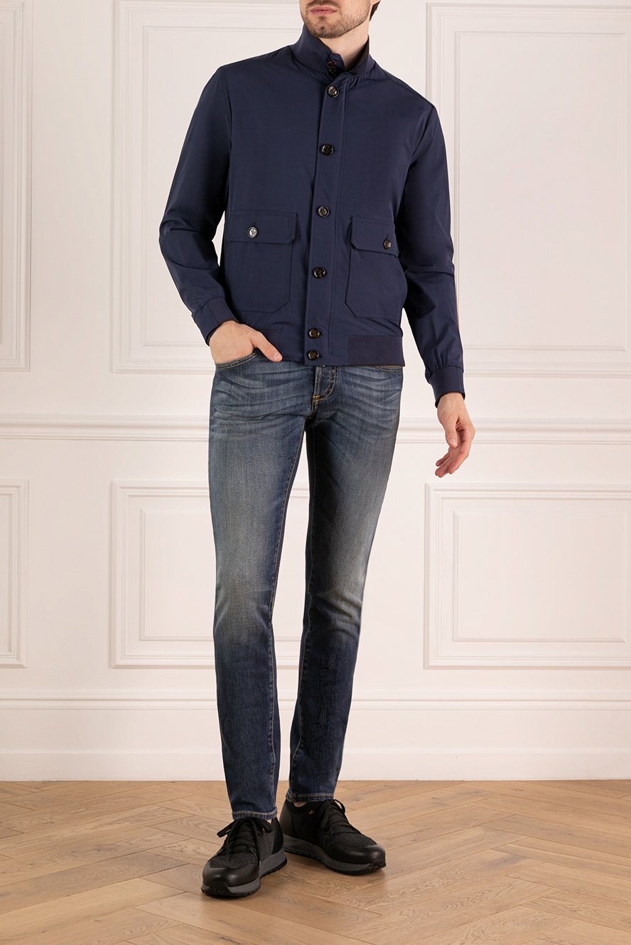 Moorer мужская структурированная куртка с воротником-стойкой