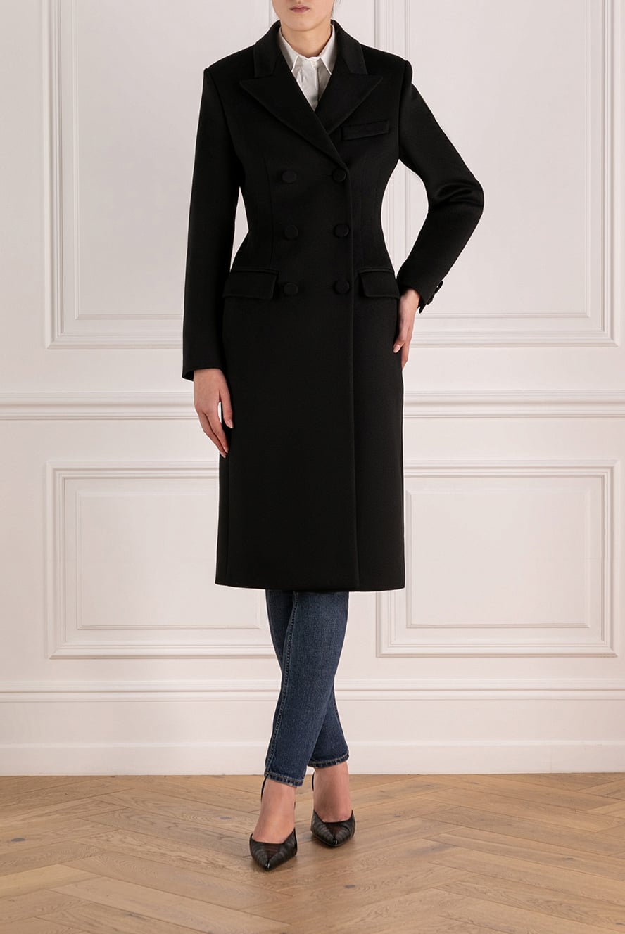 Valentino women's black wool and cashmere coat 180339 — Women
