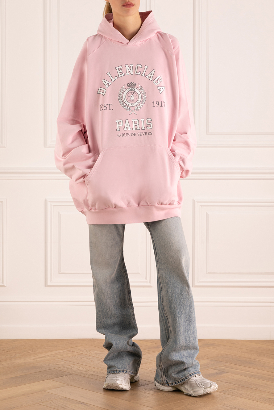 Balenciaga oversized hoodie for women pink with logo 180455