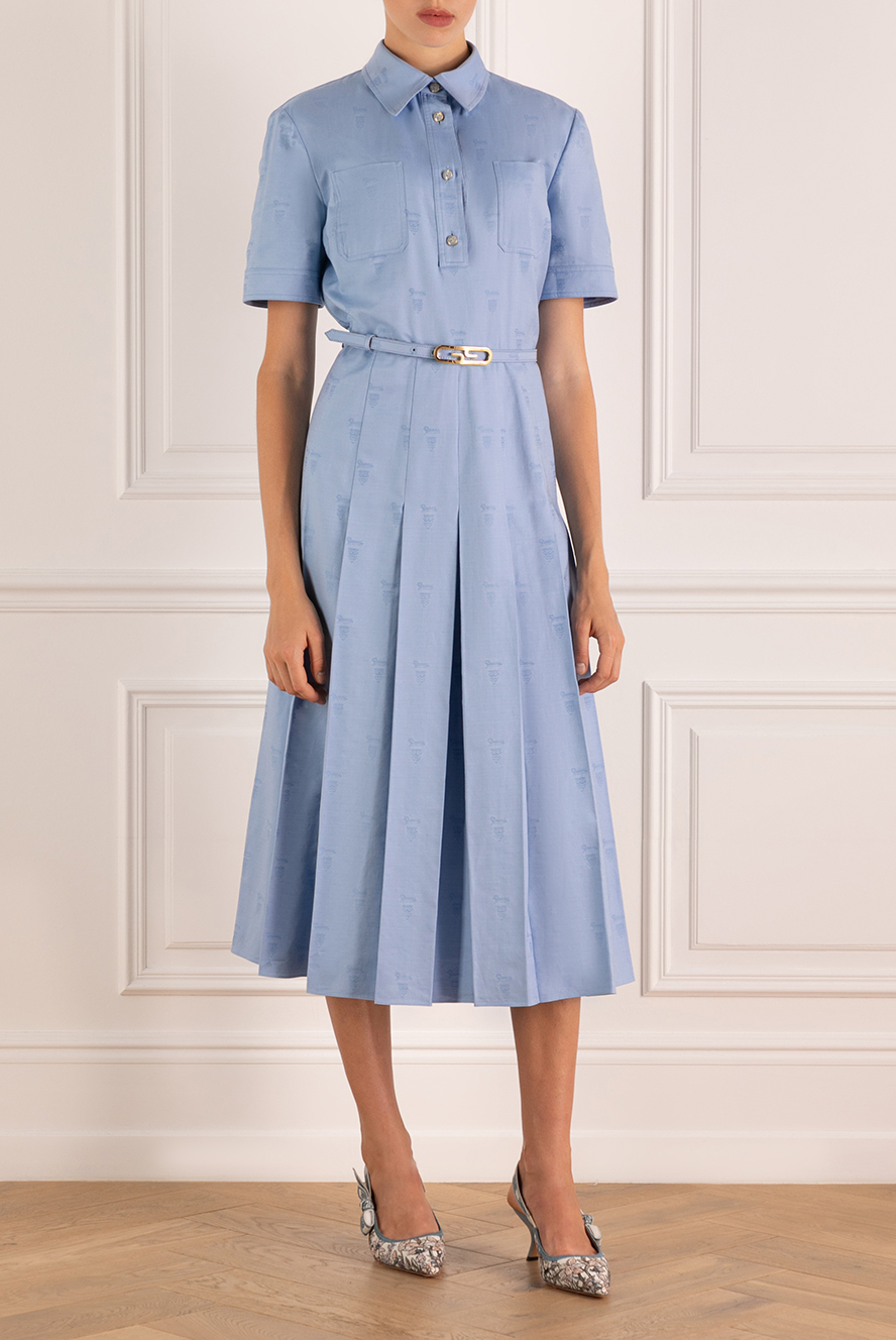 Gucci blue dress with short sleeves made of cotton 180499