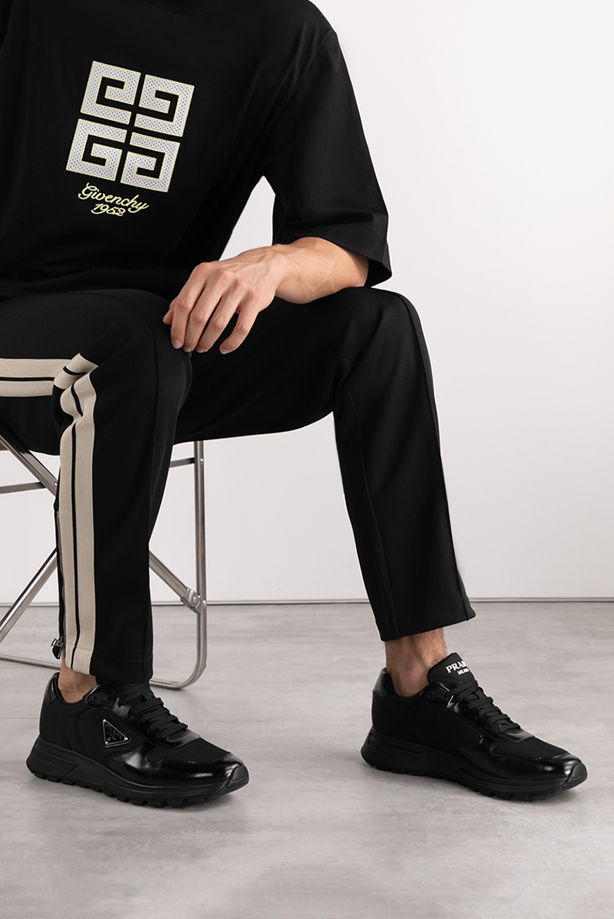 Prada men's black sneakers with combined logo 180631 — Men