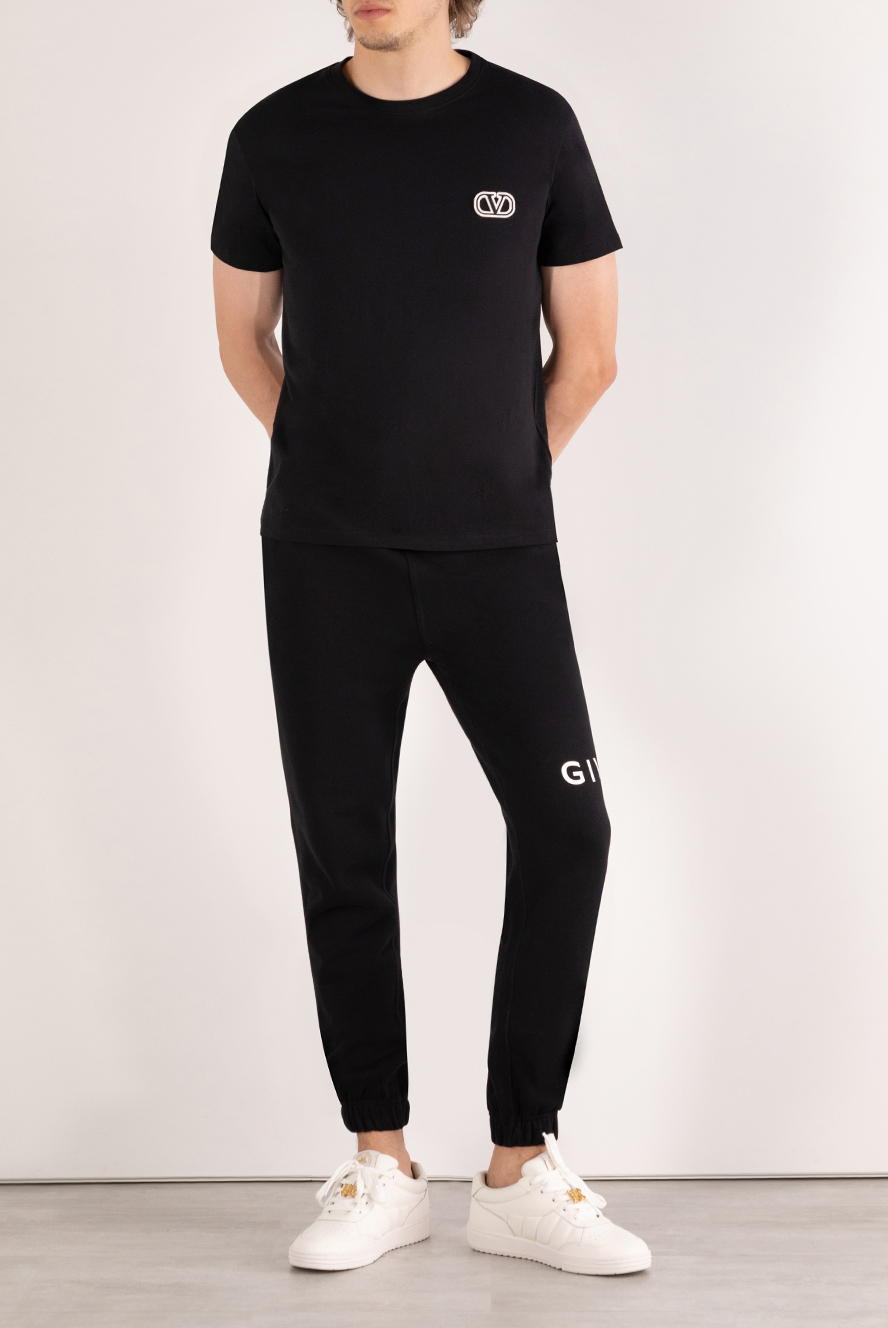 Valentino men's black soft cotton t-shirt with embroidered