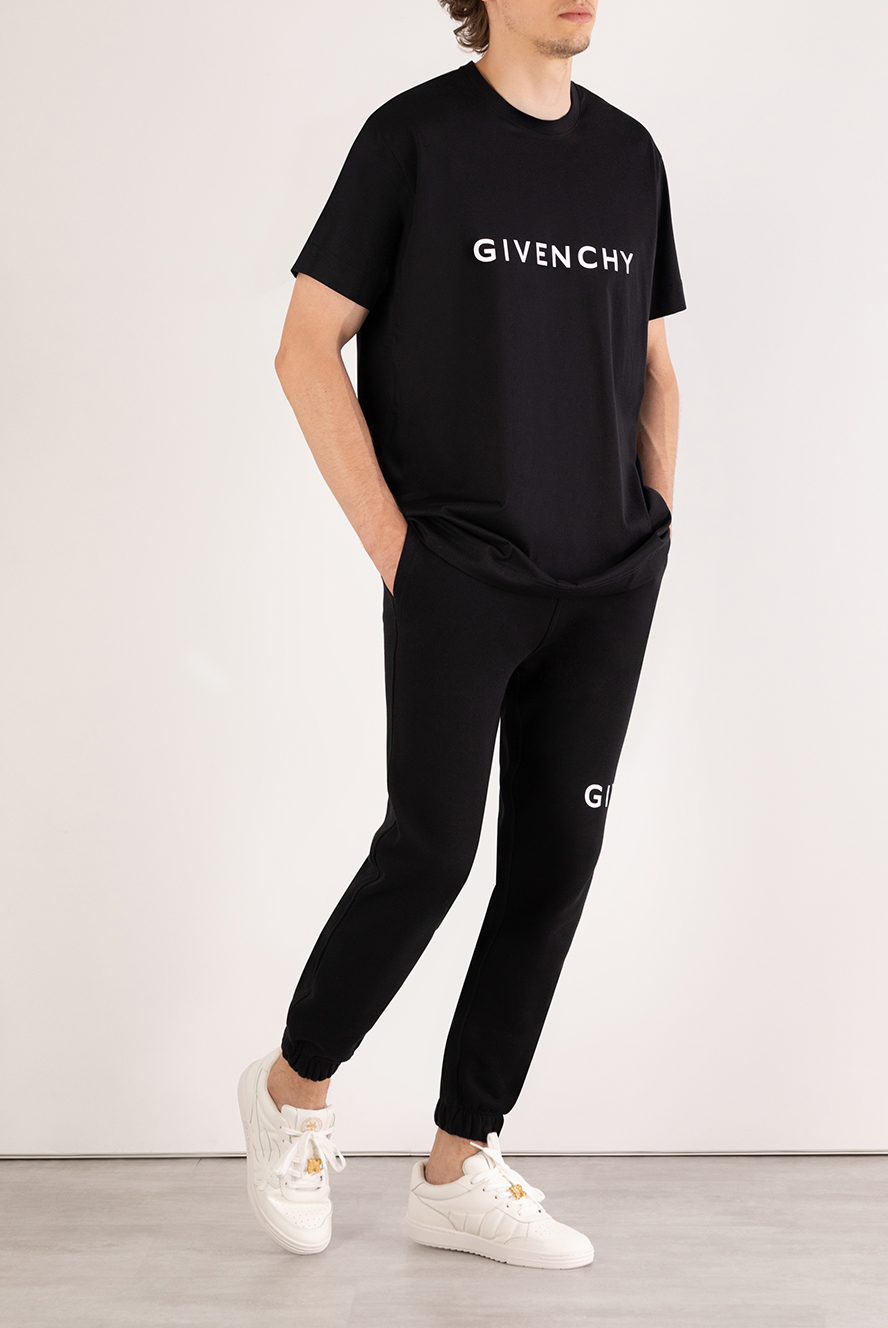 Givenchy men's black cotton t-shirt with logo 180689 — Men t