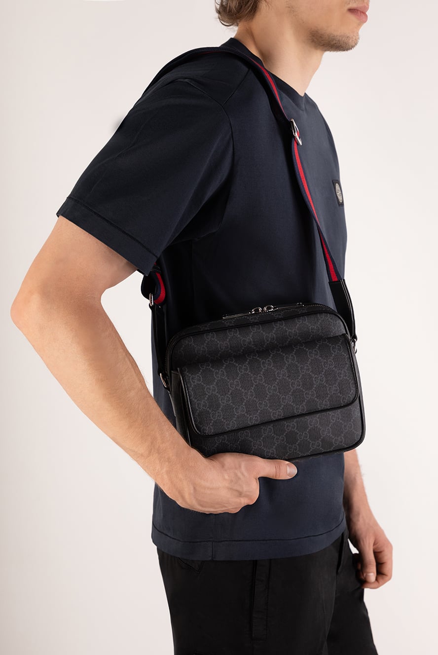 Gucci black men's shoulder bag with logo 180730 — Men shoulder bag