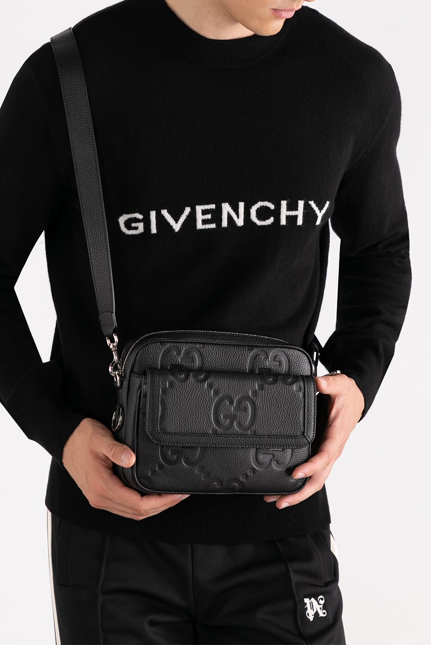 最終値引き Gucci ブラックレザービジネスバッグ GGシマ GUCCI(グッチ