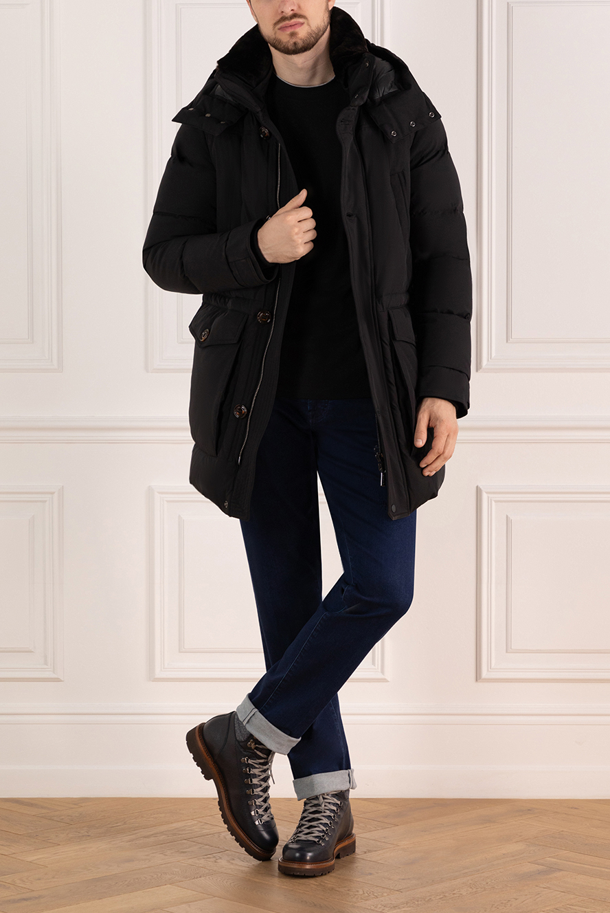 【送料&関税込】Moorer Leonie Long Down Jacket Moorer men's long down jacket ferdy blue with a hood 184724