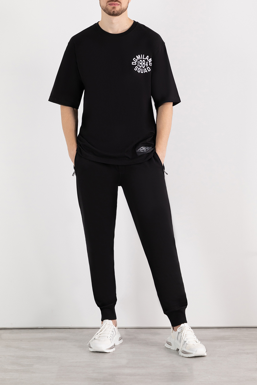 Dolce & Gabbana men's black cotton t-shirt with dgmilano