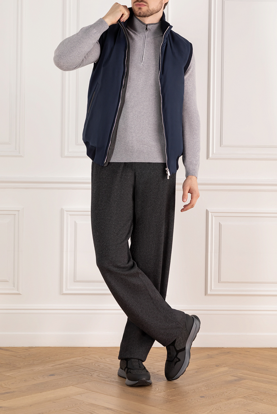 Lenoci men's blue vest with zipper 185163 — Men parks | Domino