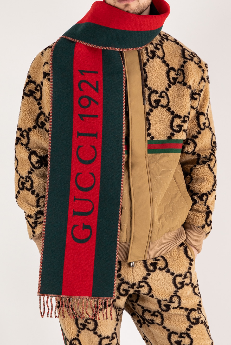 Gucci beige woolen scarf for men 185215 — Men scarves, shawls and