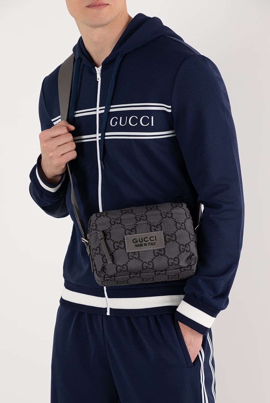 Gucci сумка через плечо мужская серая 185526 — Мужские сумки через