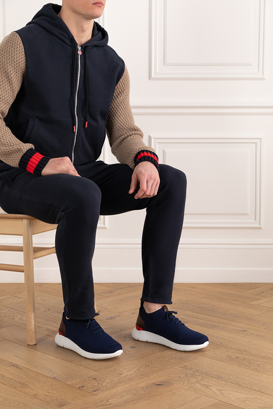 Isaia men's blue cotton sneakers 185660 — Men sneakers | Domino