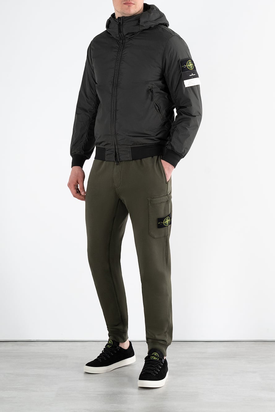 Stone Island серая куртка с капюшоном и логотипом мужская 186888