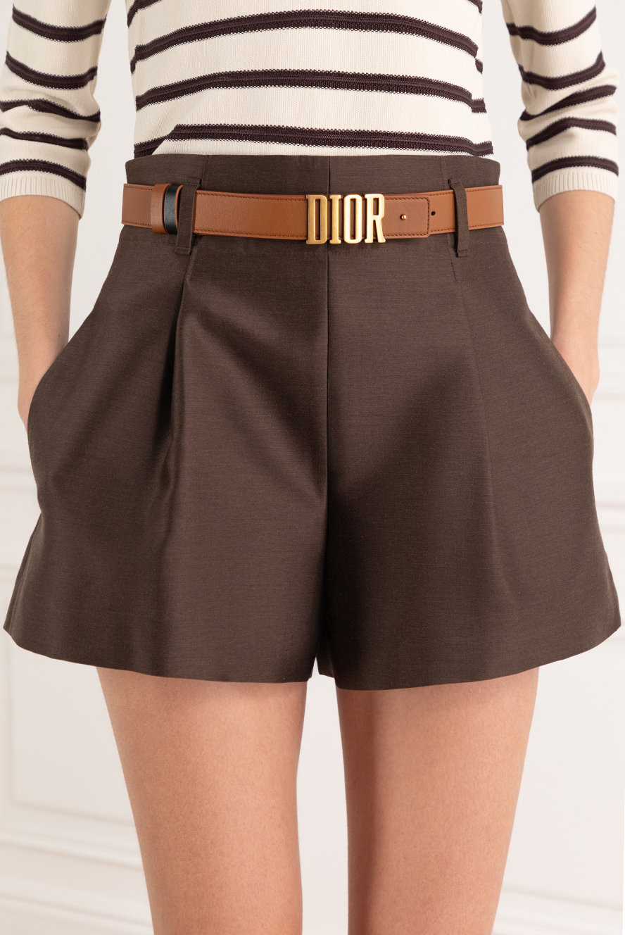 Dior reversible belt d-fence leather brown 187064 — Women belts
