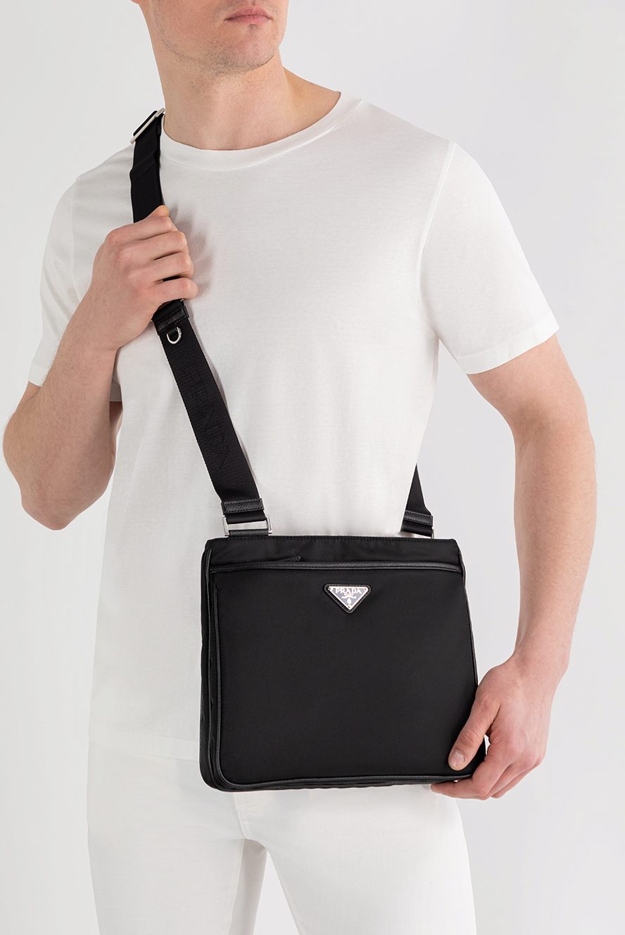 Prada men's textile crossbody bag black 187458 — Men shoulder bag
