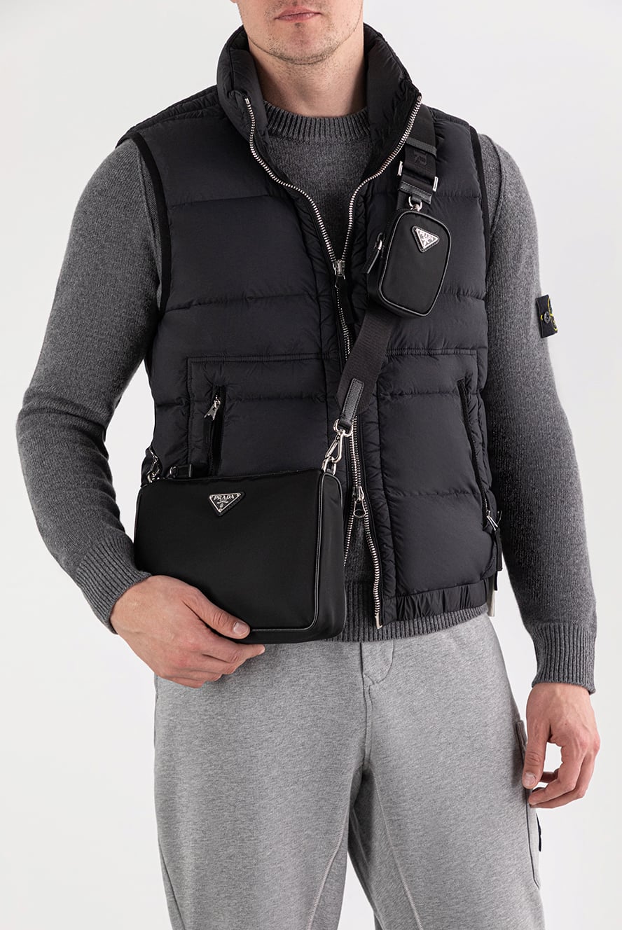 Prada nylon and saffiano leather shoulder bag 191602 — Men
