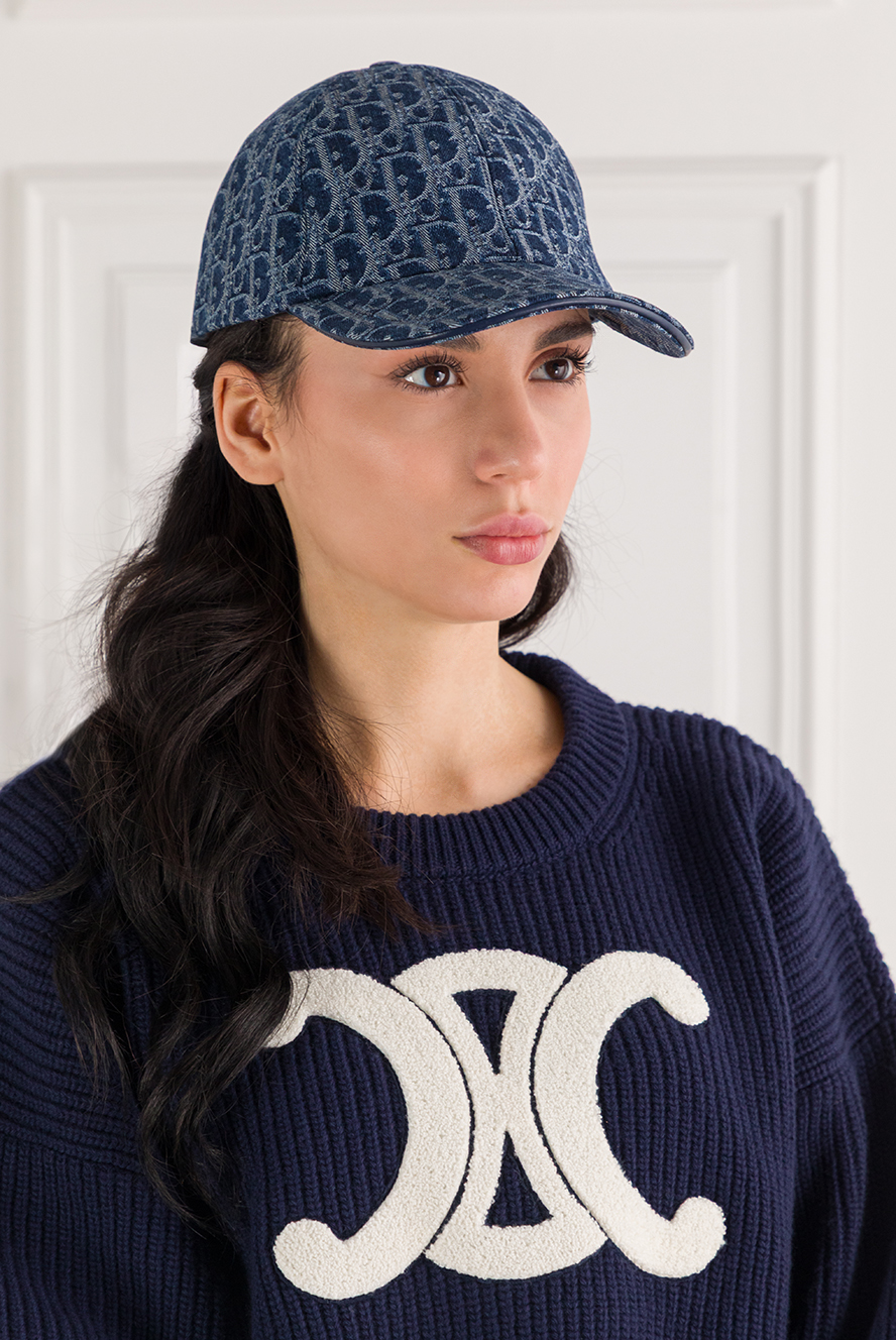 Dior dior oblique d-player cap in blue cotton jacquard 191996