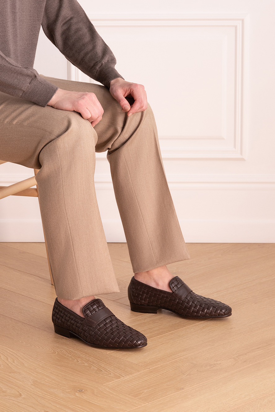 A.Testoni brown leather loafers for men 979825 — Men loafers