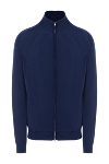 Malo Mens dark blue cotton cardigan with raglan sleeves - 100% cotton. Closure: Zipper. Country of manufacture: Italy. Care: specialized cleaning - photo 1