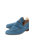 Andrea Ventura Smoky blue suede penny loafers for men - contrast sole. 100% suede. Sole Height: Heel Height 2cm. Country of manufacture: Italy. Care: specialized cleaning - photo 5