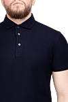 Corneliani Мужская рубашка-поло темно-синего цвета с текстурой переплетения - 100% хлопок. Пуговицы. Страна производитель: Италия. Уход: специализированная чистка - фото 5