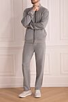 Gray men's silk sports suit Billionaire - Contrast zipper, brand logo. 100% silk. Closure: Drawstring, zipper. Four side pockets. Country of manufacture: Italy. Care: specialized cleaning - photo 2