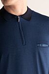 Zilli Long sleeve polo shirt made of silk and elastane blue for men - Contrast Collar. Long sleeve, chest pocket. 90% silk, 10% elastane. Closure: Zipper. Country of manufacture: Italy. Care: specialized cleaning - photo 5