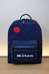 Kiton Cotton and elastane backpack blue for men - Decor: logo. Composition: 90% cotton, 10% elastane. Pockets: front pocket. Fastener: zipper. Country of manufacture: Italy. Care: specialized cleaning - photo 5