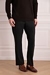 Zilli Men's black cotton jeans with leather inserts - logo. 95% cotton, 3% cashmere, 2% elastane. Closure: button, zipper. Three side pockets, two back pockets. Country of manufacture: Italy. Care: specialized cleaning - photo 3