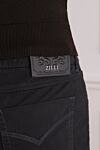 Zilli Men's black cotton jeans with leather inserts - logo. 95% cotton, 3% cashmere, 2% elastane. Closure: button, zipper. Three side pockets, two back pockets. Country of manufacture: Italy. Care: specialized cleaning - photo 5