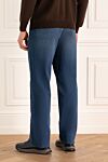 Men's blue cotton jeans with turquoise stitching Zilli - logo, worn effect. 98% cotton, 2% elastane. Closure: button, zipper. Three side pockets, two back pockets. Country of manufacture: Italy. Care: specialized cleaning - photo 4