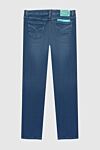 Men's blue cotton jeans with turquoise stitching Zilli - logo, worn effect. 98% cotton, 2% elastane. Closure: button, zipper. Three side pockets, two back pockets. Country of manufacture: Italy. Care: specialized cleaning - photo 6