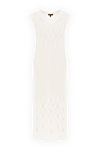 Loro Piana Sleeveless cotton midi dress with openwork knit and side slit - sleeveless. 50% cotton, 50% silk. Country of manufacture: Italy. Care: specialized cleaning - photo 1
