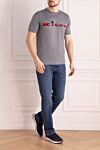 Gray cotton T-shirt for men Kiton - Decor: embroidery logo. Composition: 100% cotton. Country of manufacture: Italy. Care: specialized cleaning - photo 2