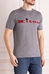 Kiton Gray cotton T-shirt for men - Decor: embroidery logo. Composition: 100% cotton. Country of manufacture: Italy. Care: specialized cleaning - photo 3