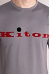 Kiton Gray cotton T-shirt for men - Decor: embroidery logo. Composition: 100% cotton. Country of manufacture: Italy. Care: specialized cleaning - photo 5