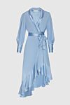 Zimmermann Women's blue silk midi dress with long sleeves and a belt - V-neckline, waist belt, asymmetrical skirt. silk. laces. Country of manufacture: Italy. Care: specialized cleaning - photo 1