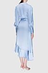 Women's blue silk midi dress with long sleeves and a belt Zimmermann - V-neckline, waist belt, asymmetrical skirt. silk. laces. Country of manufacture: Italy. Care: specialized cleaning - photo 4