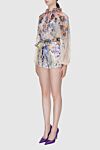 Zimmermann Women's blue silk suit in floral print - floral pattern, contrasting design, decorative belt. silk. Country of manufacture: Italy. Care: specialized cleaning - photo 3