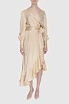 Women's long beige silk dress with long sleeves and a belt Zimmermann - long sleeves, asymmetric skirt with ruffles, belt at the waist. silk. Country of manufacture: Italy. Care: specialized cleaning - photo 2