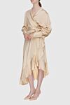 Zimmermann Women's long beige silk dress with long sleeves and a belt - long sleeves, asymmetric skirt with ruffles, belt at the waist. silk. Country of manufacture: Italy. Care: specialized cleaning - photo 3