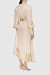 Women's long beige silk dress with long sleeves and a belt Zimmermann - long sleeves, asymmetric skirt with ruffles, belt at the waist. silk. Country of manufacture: Italy. Care: specialized cleaning - photo 4