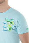 MC2 Saint Barth Чоловіча бавовняна футболка аквамаринового відтінку з вишивкою Mojito (уцінка) - принт. 100% бавовна. Країна виробник: Італія. Догляд: спеціалізоване чищення - фото 5
