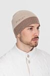 Men's beige cashmere hat Kiton - Decor: logo. Composition: 100% cashmere. Country of manufacture: Italy. Care: specialized cleaning - photo 2